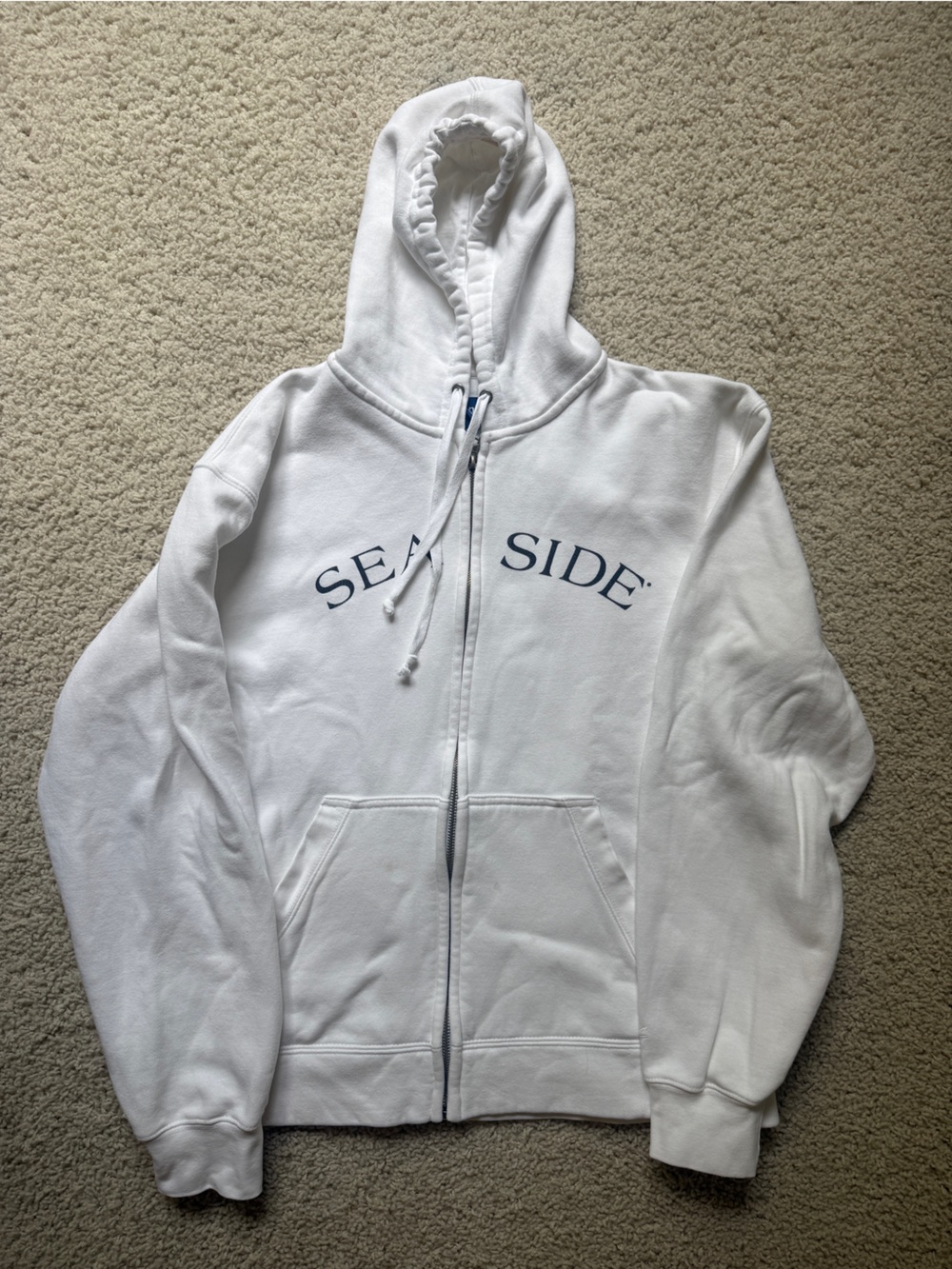 Seaside Beach White Zip-up Hoodie